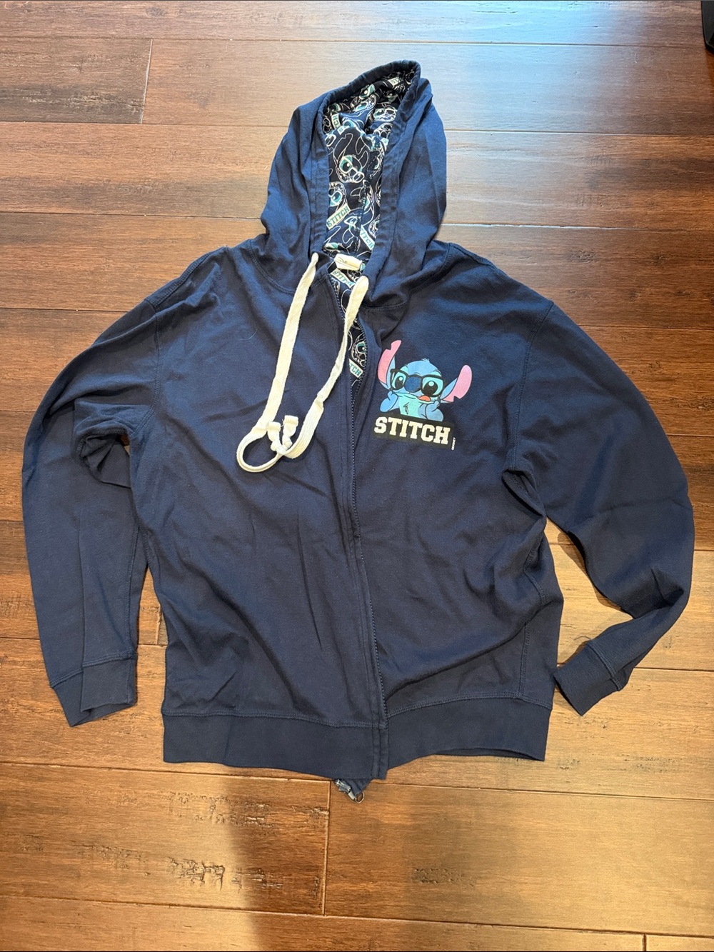 Disney Stitch Navy Juniors Zip-Up Hoodie